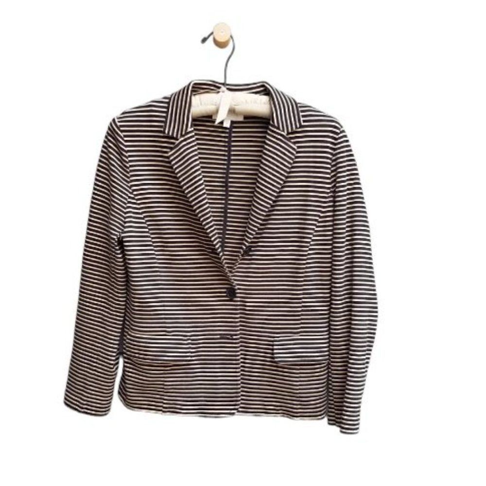 Talbots Tan & Black Striped Knit Jacket - Medium - Picture 2 of 6